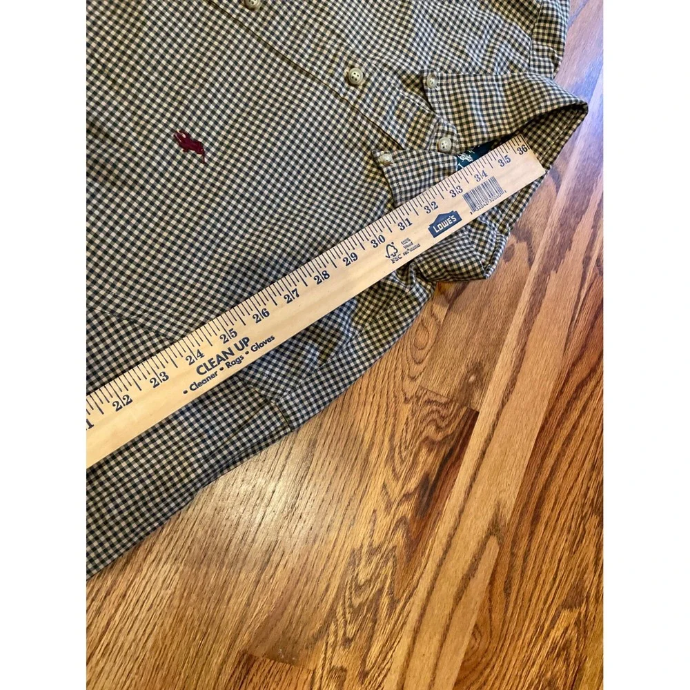Ralph Lauren Mens Button Down Shirt XL 24 PTP Green Tan Gingham Classic Fit Logo - Picture 9 of 9
